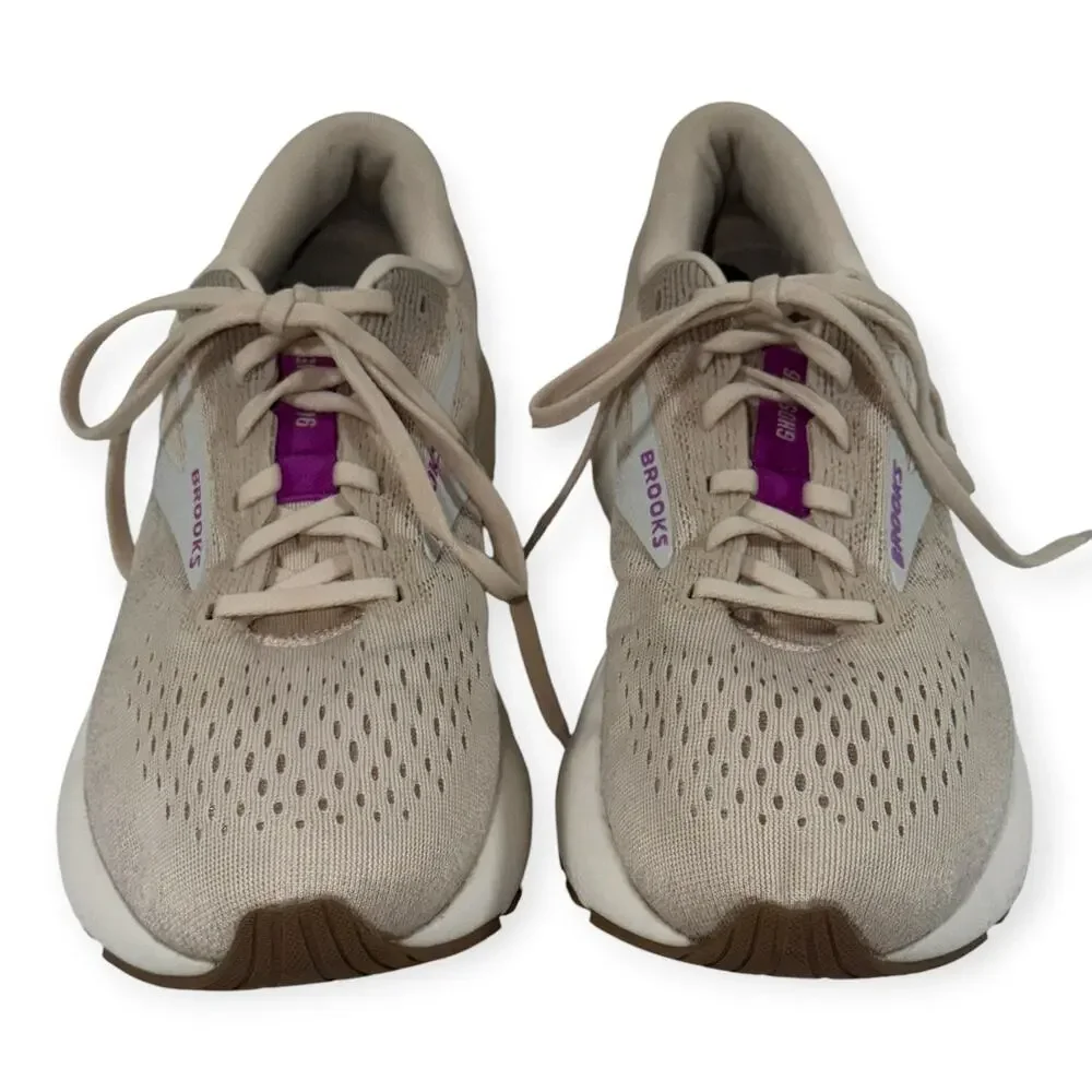 Brooks Ghost 16 Running Shoes, Almond Peach/Coconut/Purple, Women's 9.5